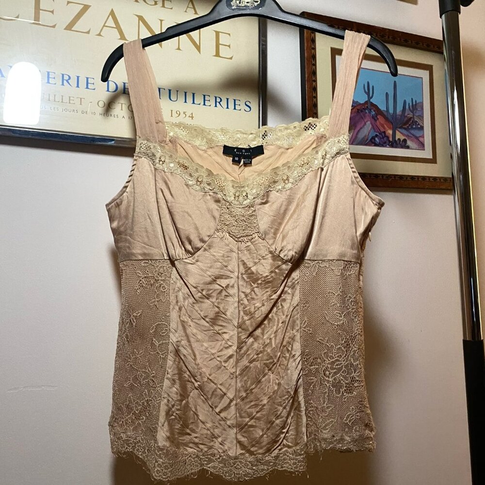 ECI Beige Silk Lace Camisole